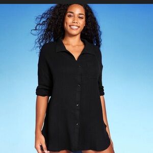 Button-up cover-up shirtdress